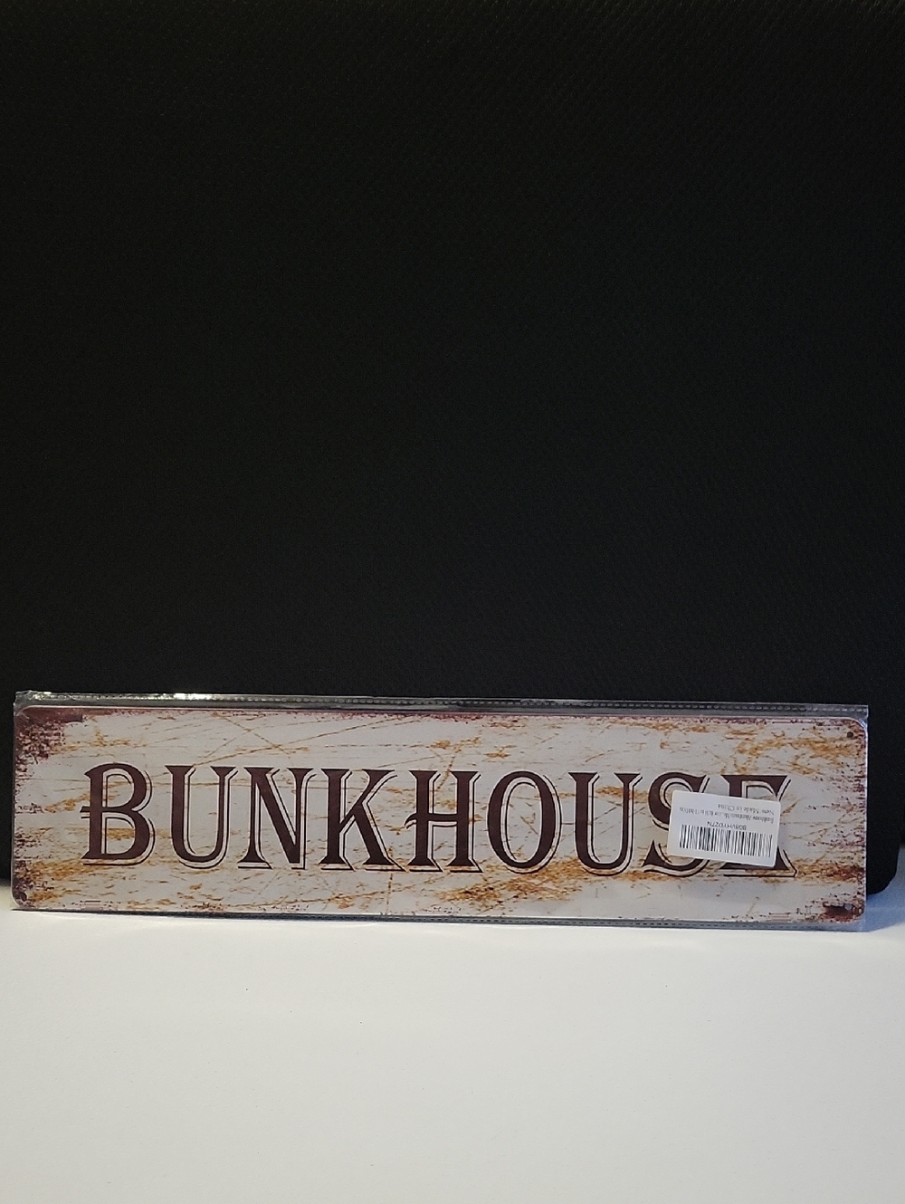 Bunkhouse Rustic Wood Wall Sign - Brown and Cream. 15 X4